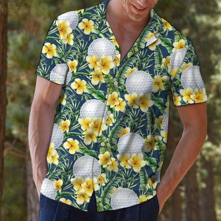 Felacia [Hawaii Shirt] Golf Frangipani Tropical Hawaiian Aloha Shirts-ZX1478